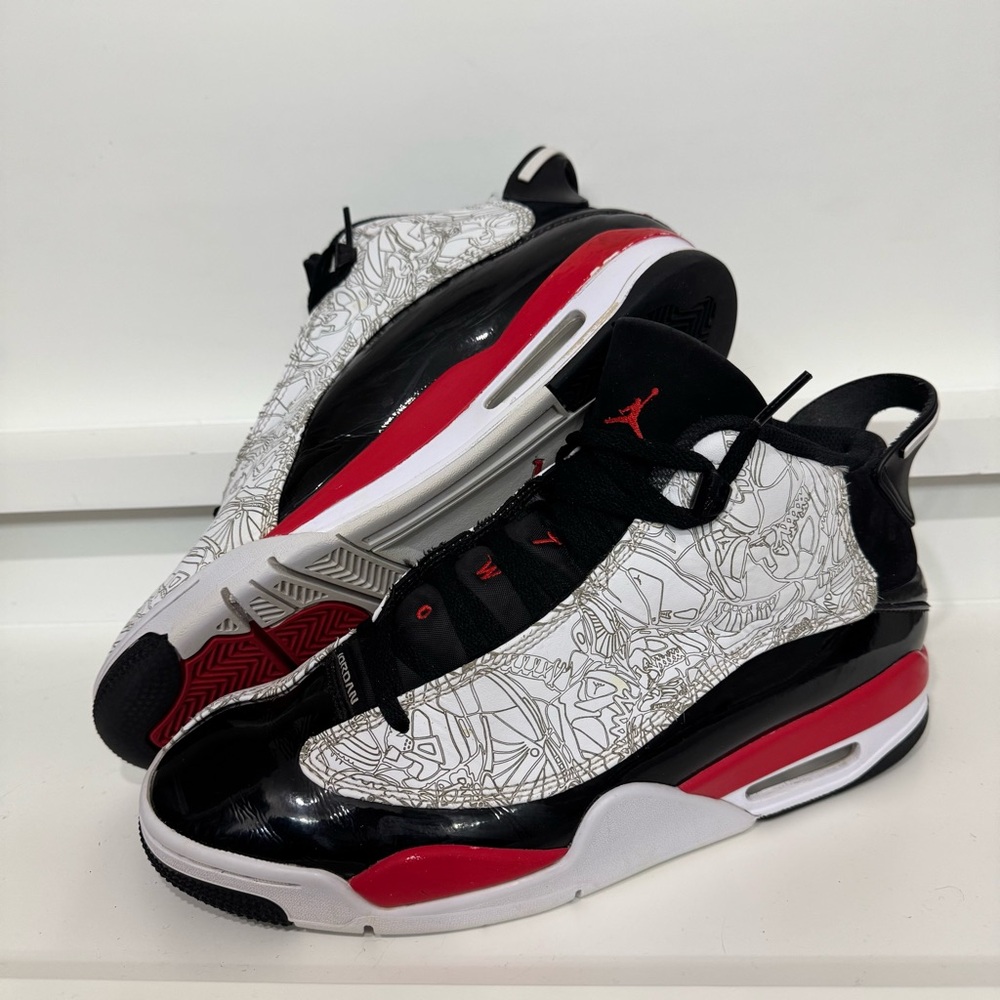 Nike Air Jordan Dub Zero White Fire Red Black Sneakers 311046-162 Mens Size 10